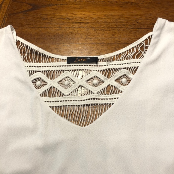 Dex White Shift Midi Dress with crocheted back - Picture 3 of 8
